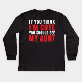 Funny Aunt, Vintage Gift Idea Kids Long Sleeve T-Shirt